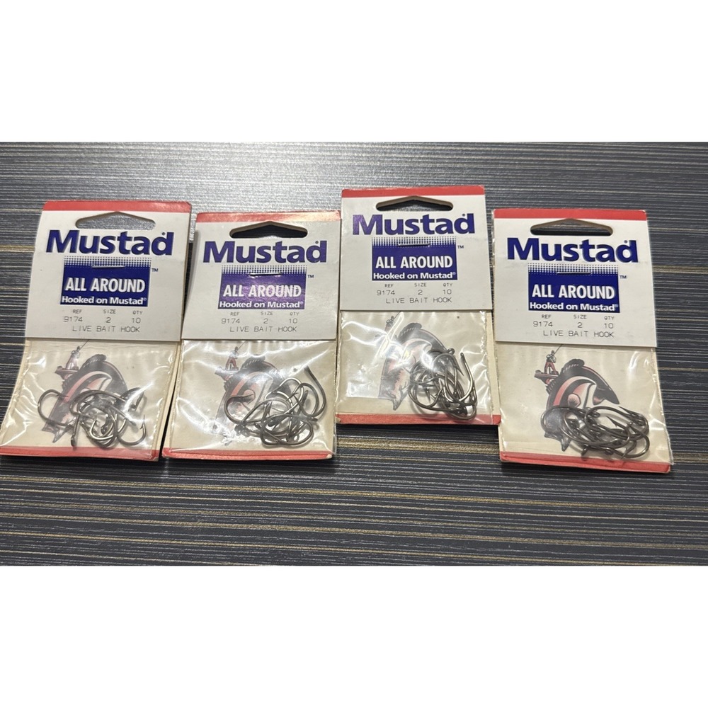 Mustad All Around Live Bait Hooks 9174 Size 2 Qty:10 New 4 Packs